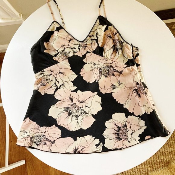 Kenzie 100% Floral Silk Zipper Camisole Sz 2 - Picture 2 of 7